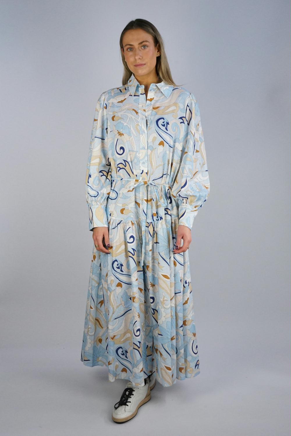 Herzen's Angelegenheit - Denim Linen Multi Print Dress