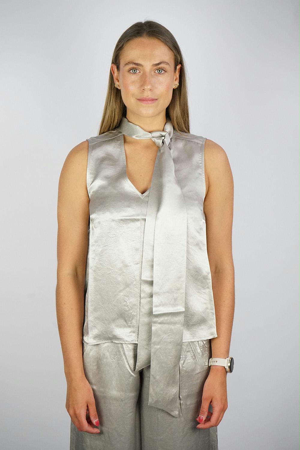 Selected Femme - Selene Satin Bow Neck Top