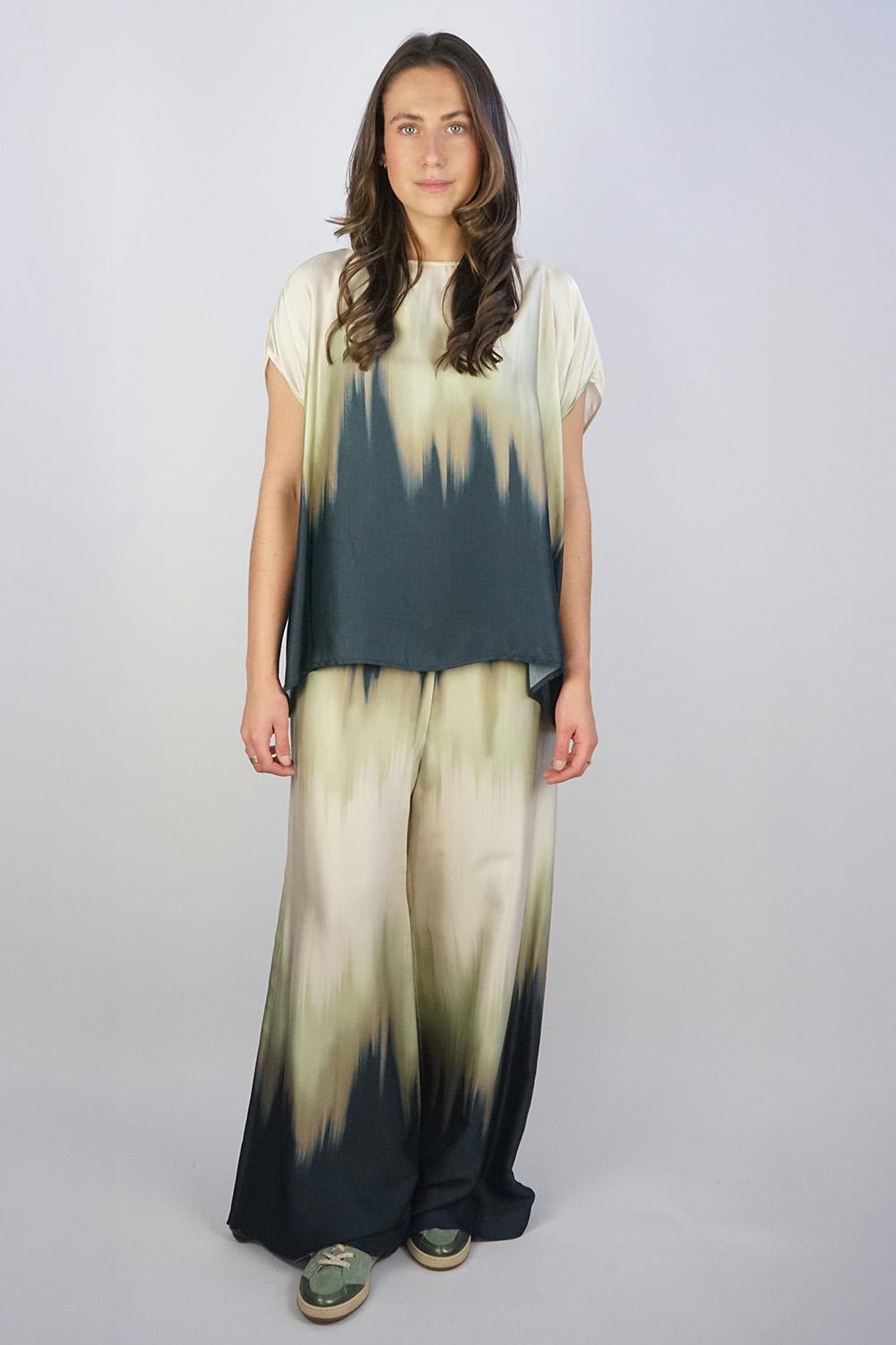 Ottod'Ame - Shiny Printed Palazzo Pants