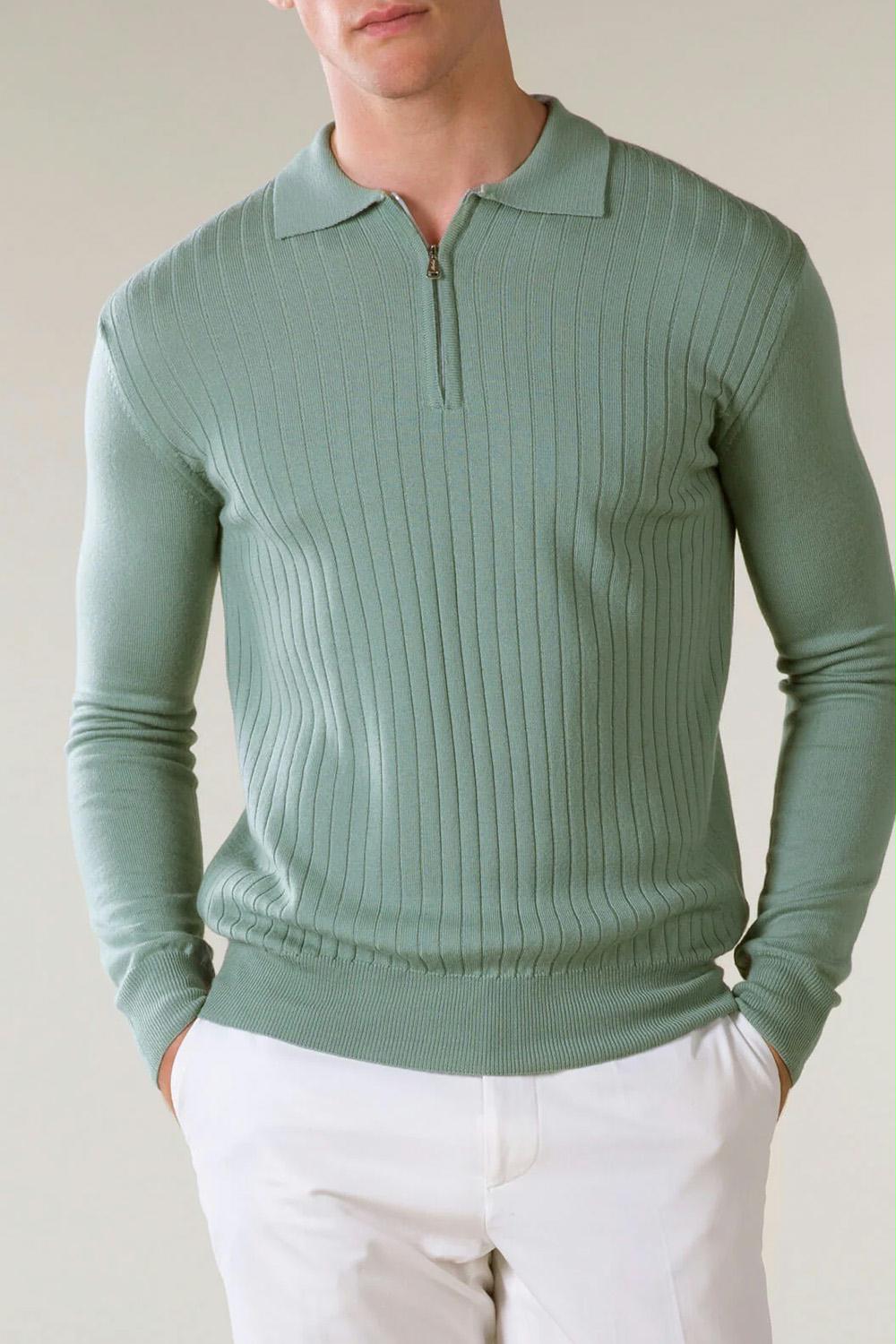 Aurélien - Zipper Wool Polo Jumper