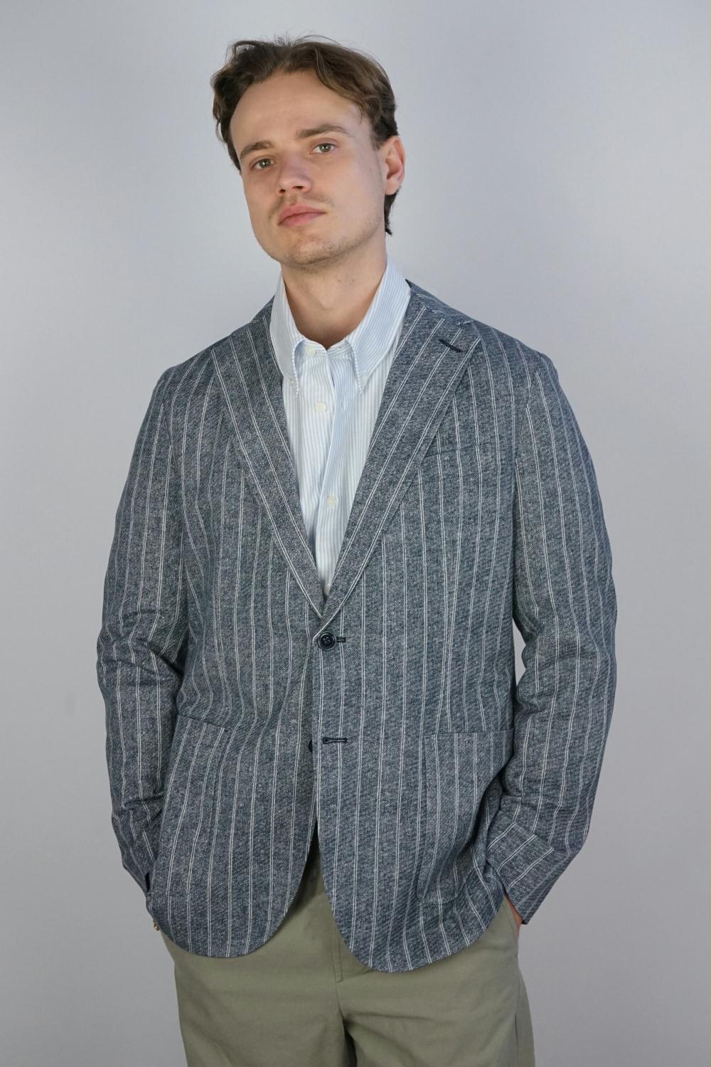 Circolo - Stripe Stretch Cotton Jacket