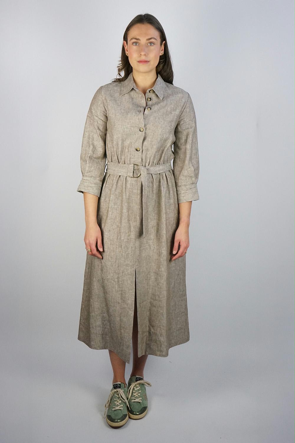 Kaos - Belt Button Linen Dress
