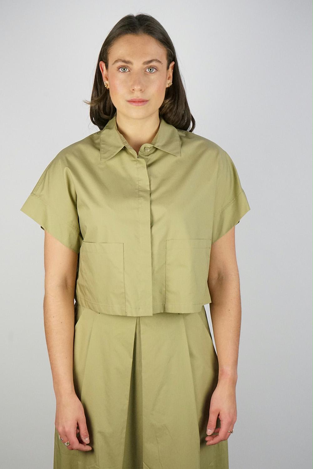 Kaos - Pocket Cropped Cotton Blouse