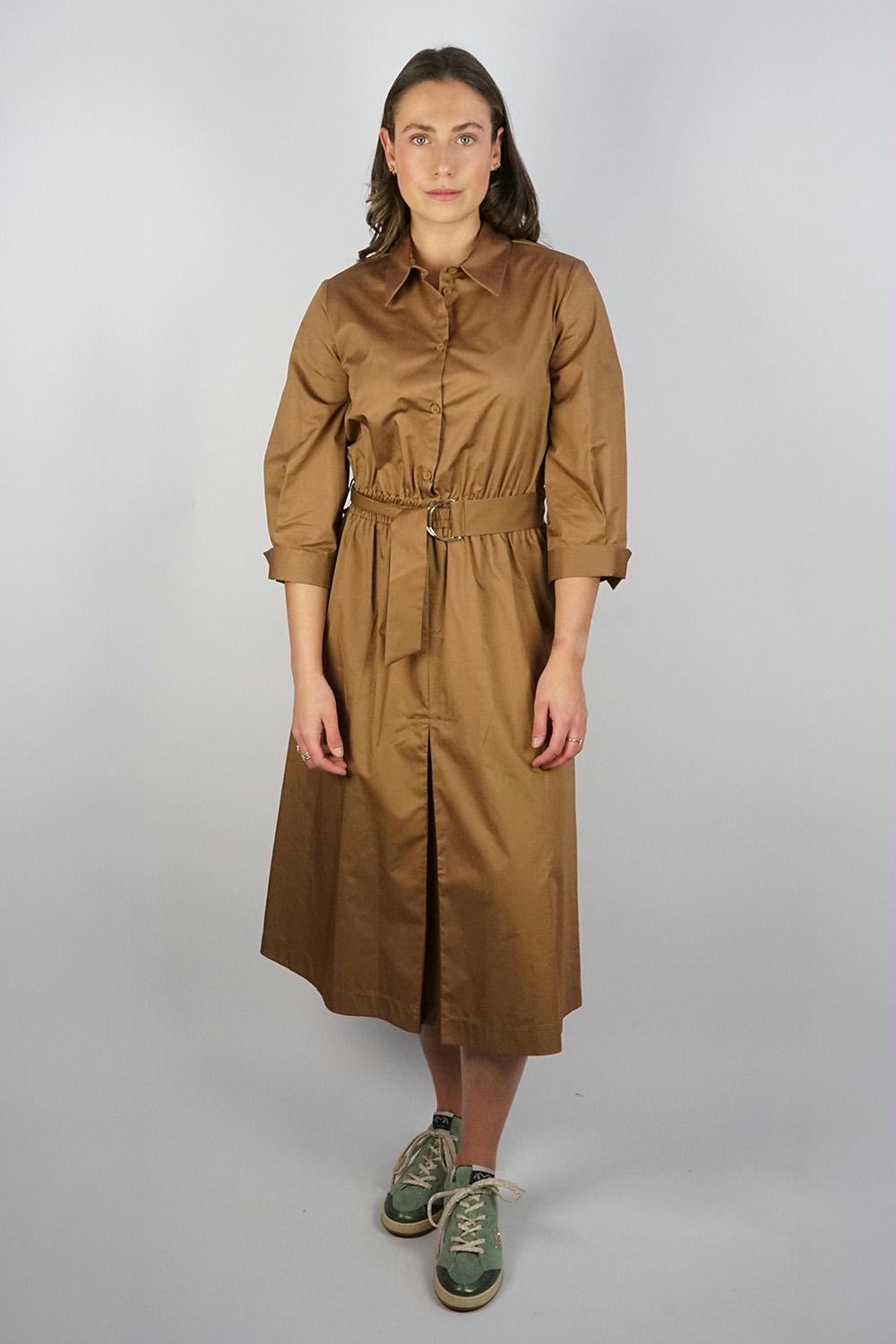 Kaos - Tobacco Poplin Cotton Dress