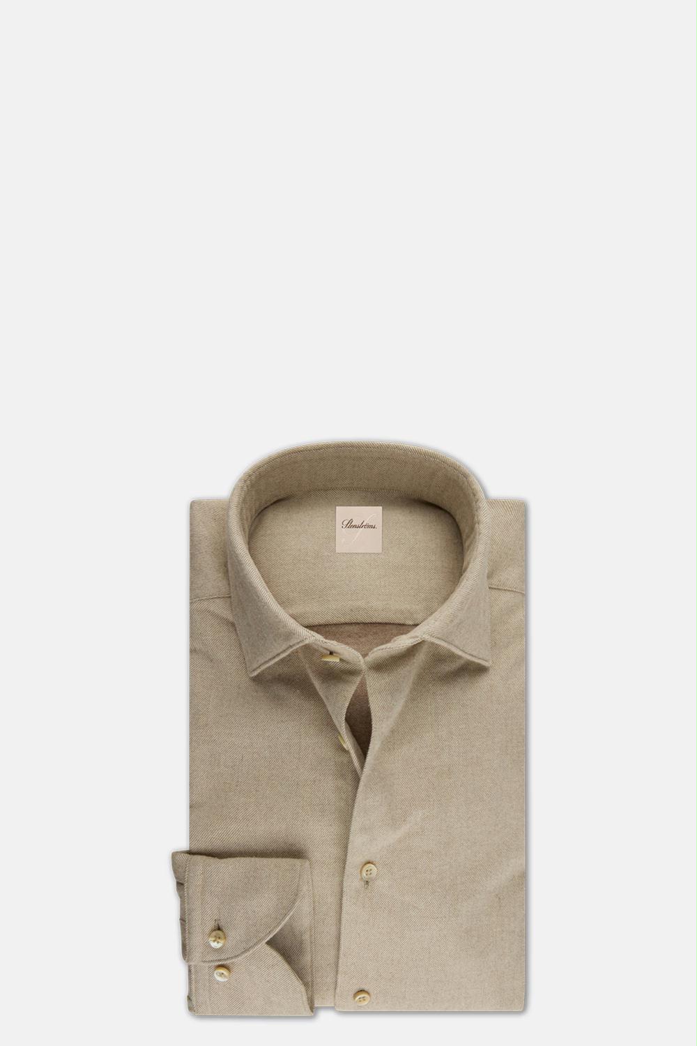 Stenströms - Beige Flannel Slimline Shirt