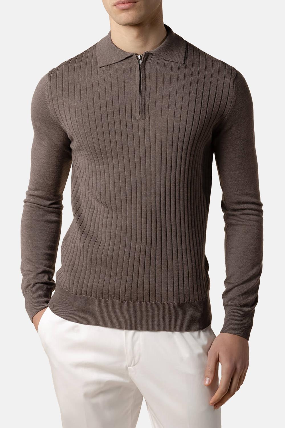 Alternative view of Aurélien - Ribbed Zipper Polo