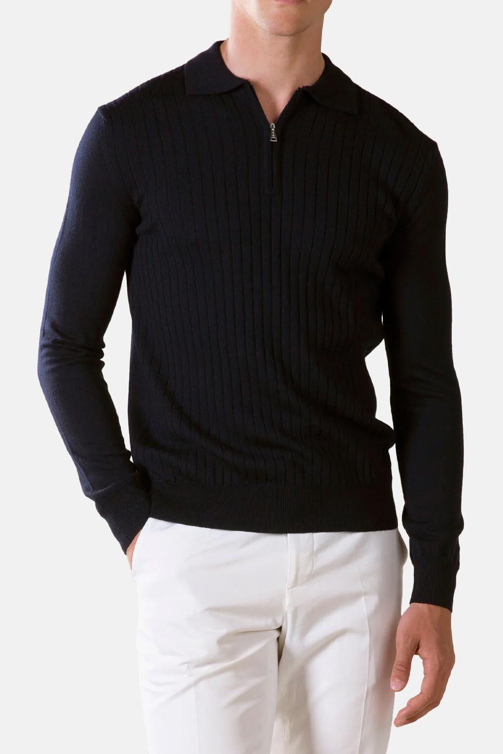 Alternative view of Aurélien - Ribbed Zipper Polo